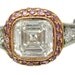 18k white rose gold asscher cut and pink diamond bezel engagement ring 1.74ctw