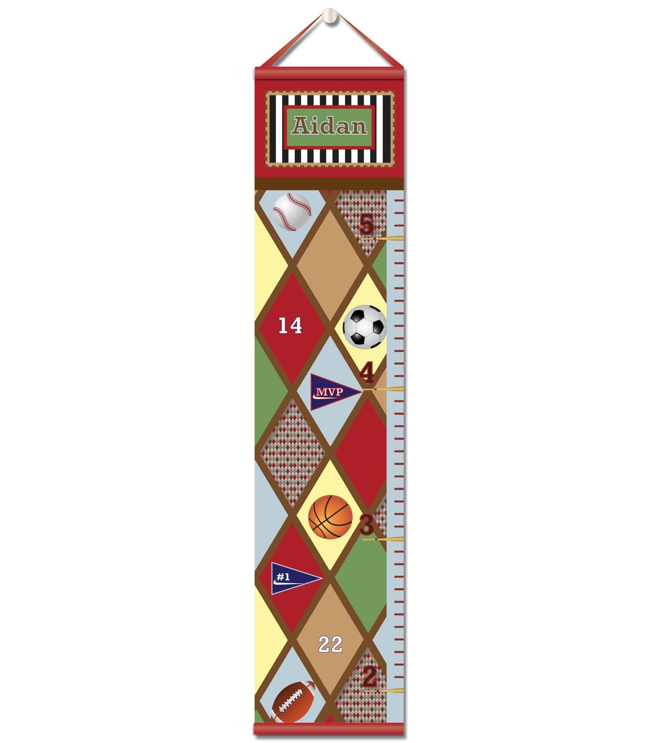 Personalized Sports Growth Chart - Canvas Sports Height Chart