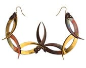 Wicked Large Thistle Thorn Crown Hoop Earrings - 24K Gold Plated - Antiqued Copper Filigrees and Industrial Brass Screws -  Free Shipping