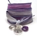 Silk Wrap Bracelet with Tree of Life, Peace Sign, and Amethyst, yoga jewelry, wrapped wrapping bracelet, wrap around,wrist wrap