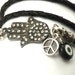 Leather Wrap Bracelet with Hamsa, Peace Sign, and Evil Eye,yoga jewelry,wrapped ,wrapping bracelet,wrapped, wrapping, wrap around,wrist wra