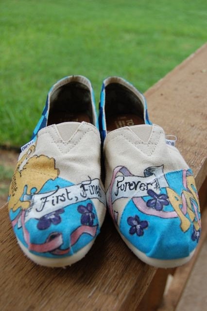 Custom hand painted TOMS, ADPi sorority, diamonds and violets