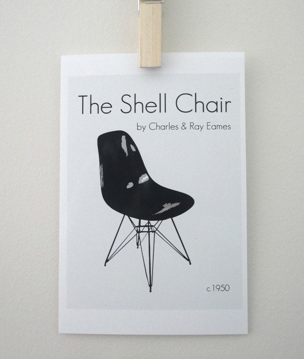 Art Print Poster The Shell Chair by Ray and Charles Eames - 4 x 6 Famous Designer Item