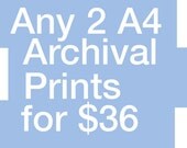 Art Prints SALE ANY 2 A4 Archival Prints for 36 USD Discount Offer