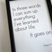 Art Print Typography Everything I've Learned in Life in 4 x 6 Robert Frost Quote