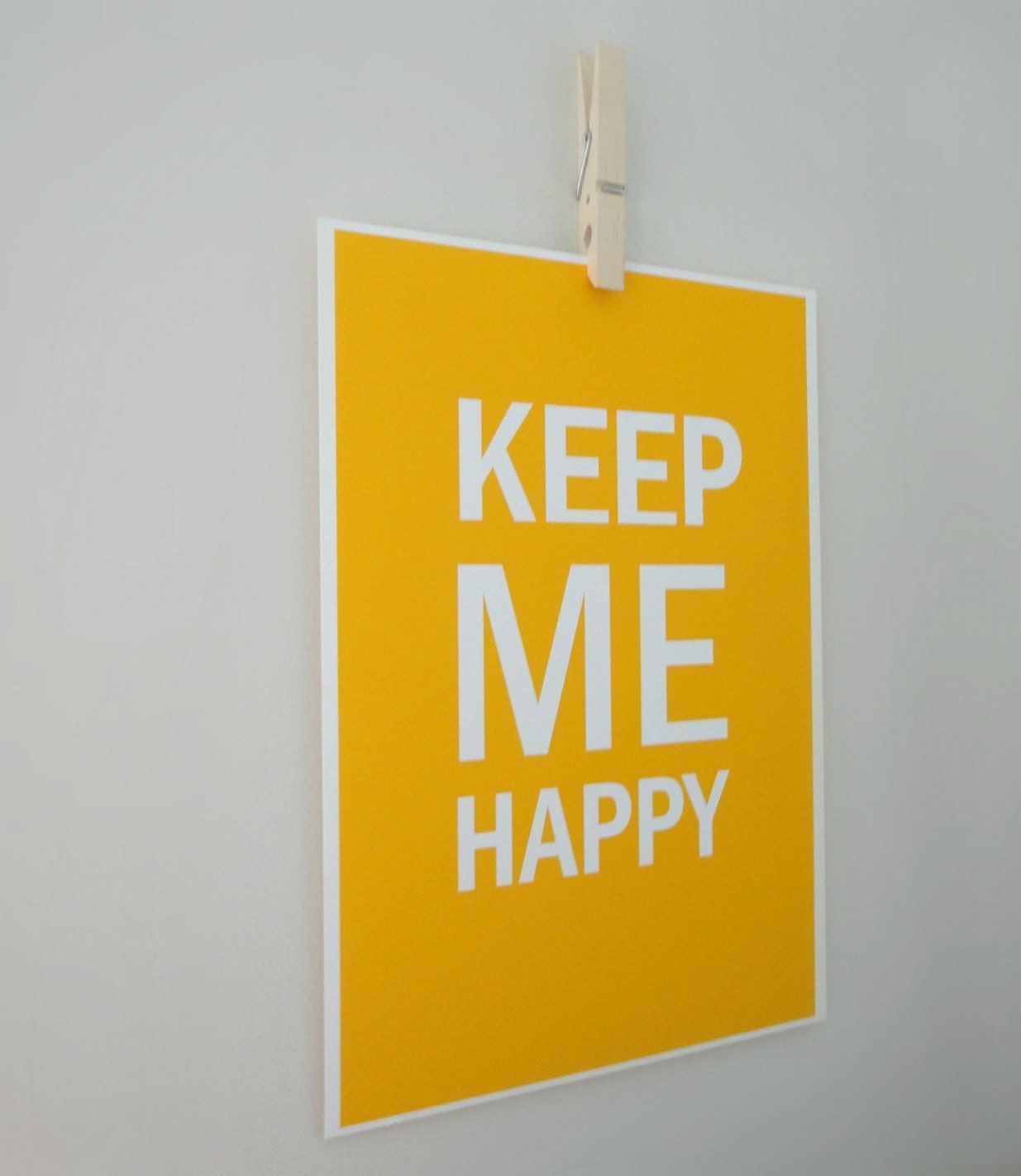 Typography Art Print Keep Me Happy in Mustard Yellow - A4 Archival Print