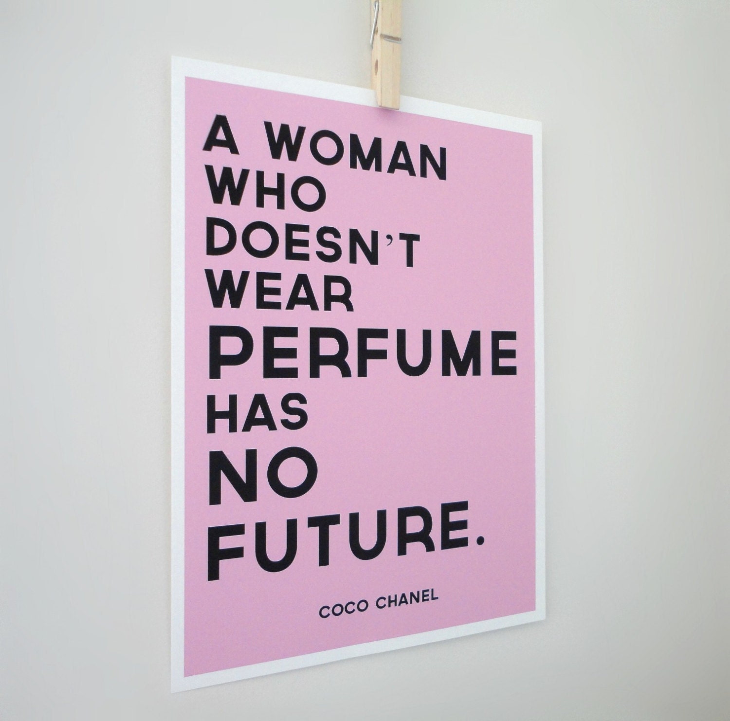 Chanel Typography Print Perfume Quote in Pink - Archival A4 Print