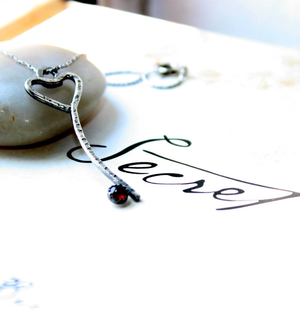 Skeleton Key Pendant, Rustic Valentines Skeleton Sterling Silver Key, Secret Key, Key To My Heart