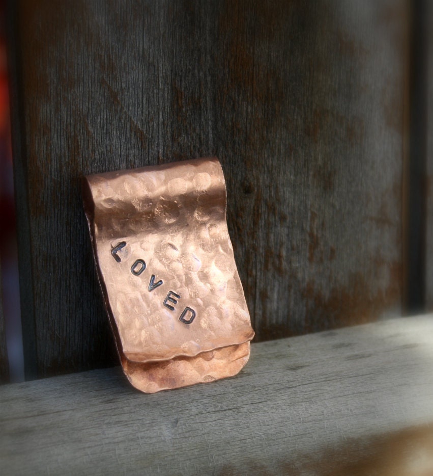 Loved, Pure Copper Money Clip----For Him, Monogrammed, Personalized, Sentimental Gift For Him - StemDesigns