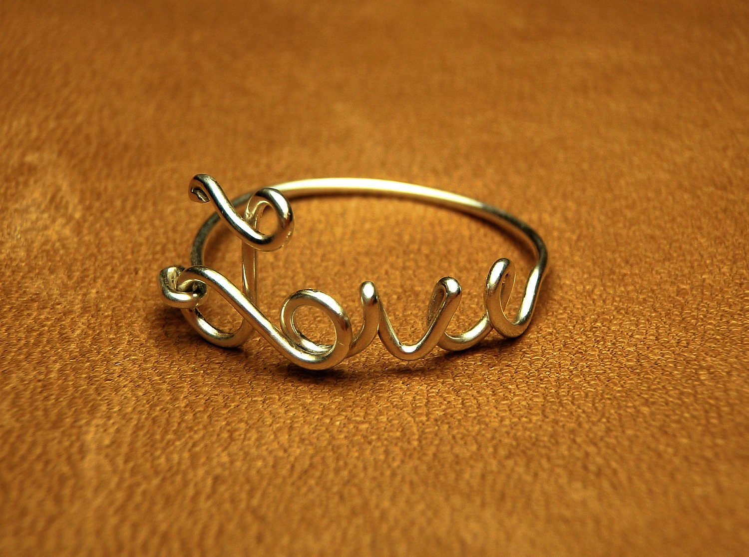 love wire ring - love sterling silver wire script ring- Special price sterling silver wire 925- keoops8 shop
