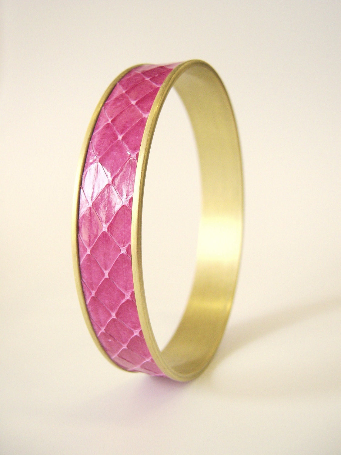 Fuchsia Leather Bracelet by dirty rice designs on etsy