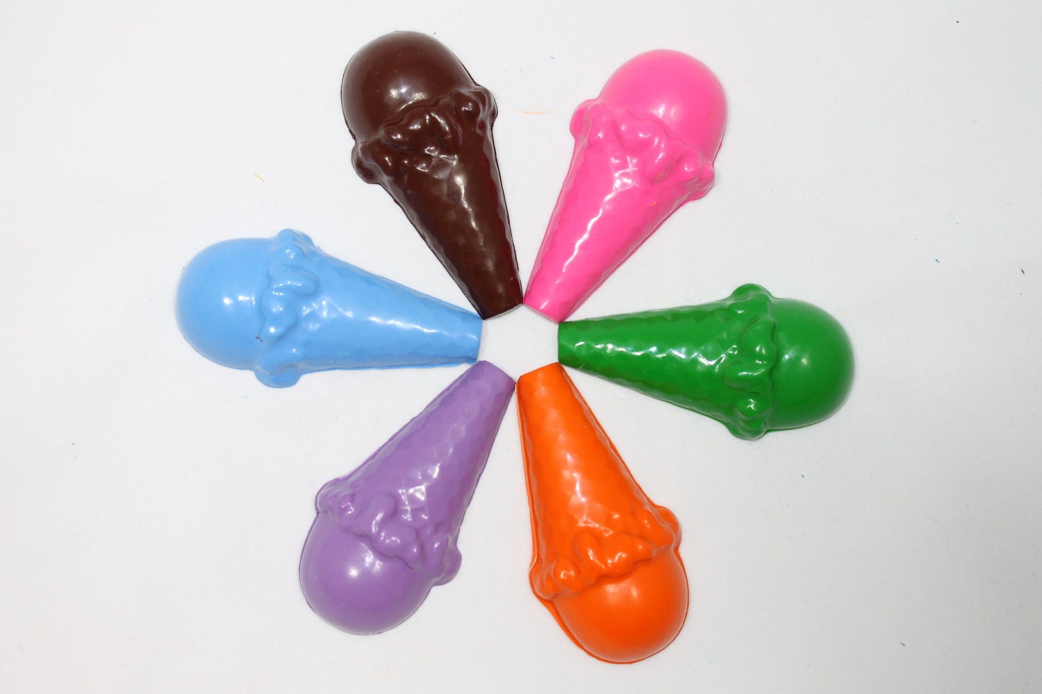 12 ice cream cone crayons in assorted colors - in cello bag tied with ribbon