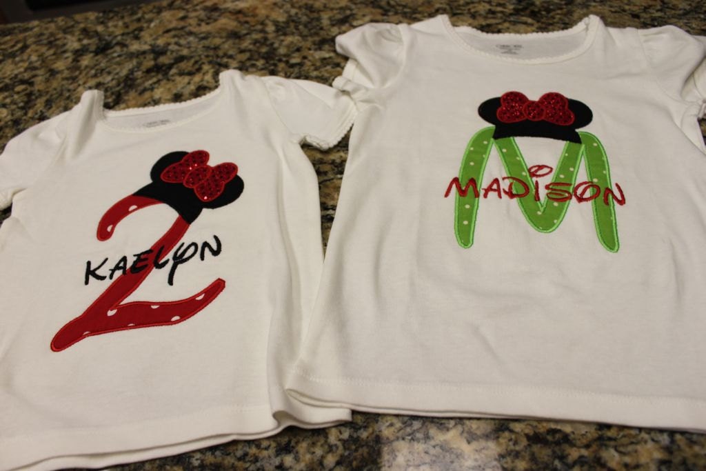 Custom Mickey/Minnie Initial / Number Applique Shirt - Create your own