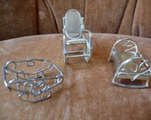 Vintage Miniatures Brass Colored Furniture Home Decor Doll House Furniture Unique Metal Rocking Chair Bassinet Cradle
