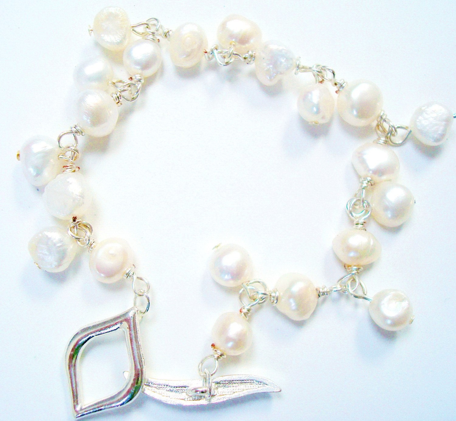 Purity Bracelet- Dancing pearl clusters on Sterling silver