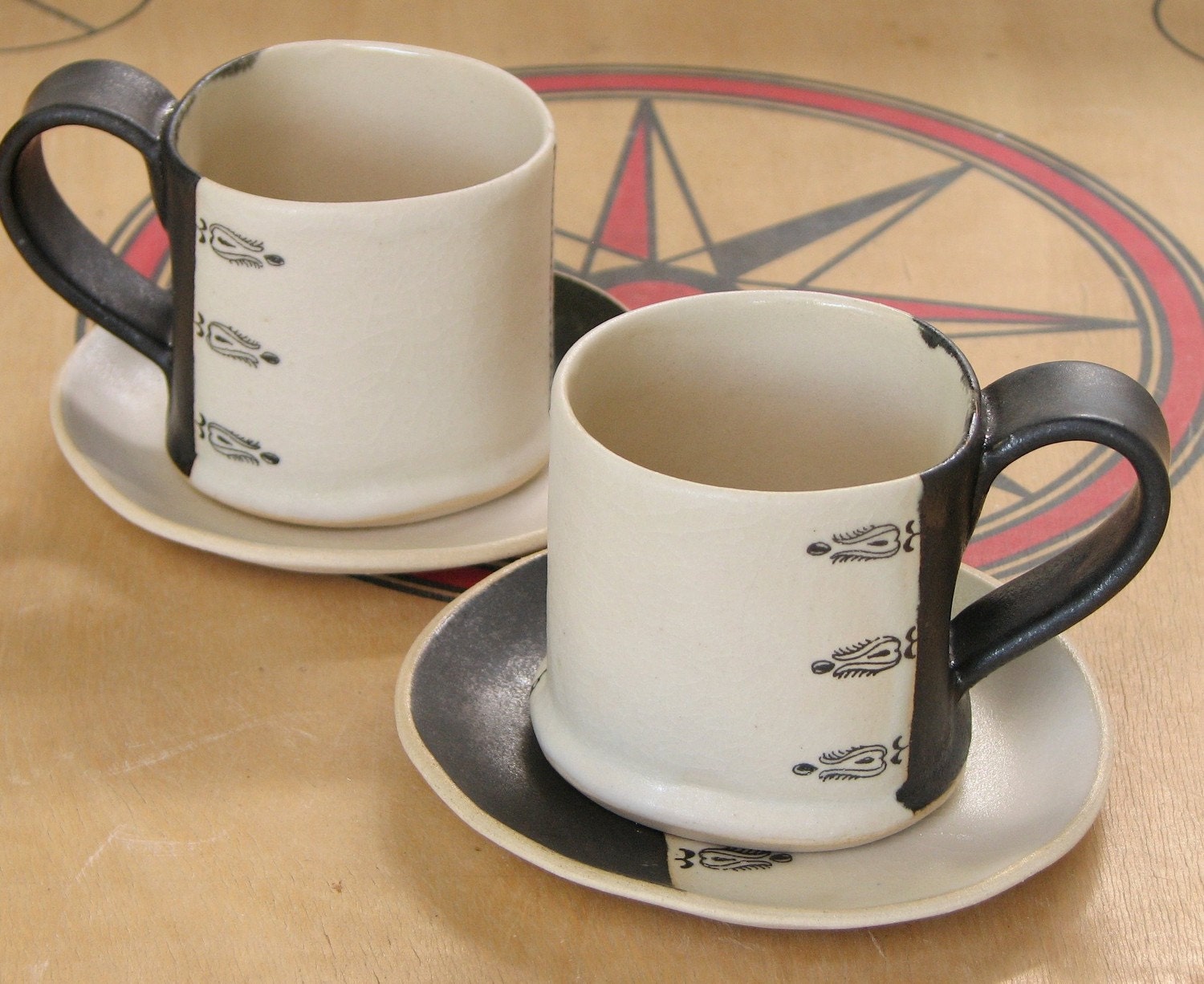 paisley black and white espresso cups