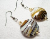 Coffe and Cream Glass Swirl Earrings