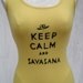 SALE - Lemon Yellow Keep Calm and Savasana Yoga Tank - Large