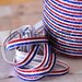 FLEURISTE EXCLUSIVE-5 Yards 3/8 Inch STRIPED Glitter Elastic for Headbands-Red White and Blue