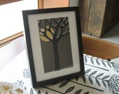 moon with snow covered tree hand printed limited edition original print