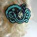 Whimsical Black and Turquoise Barrette - Beaded Hair Clip
