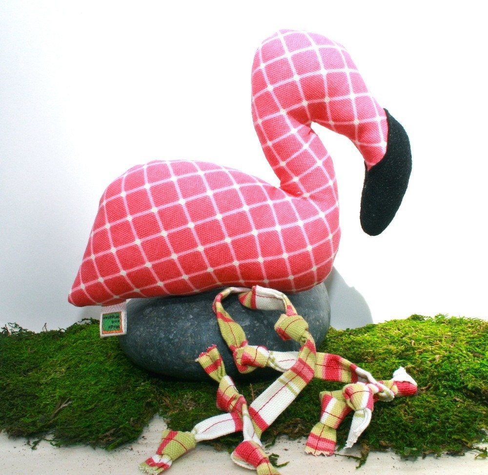 Plush Dog Toy Pink Flamingo