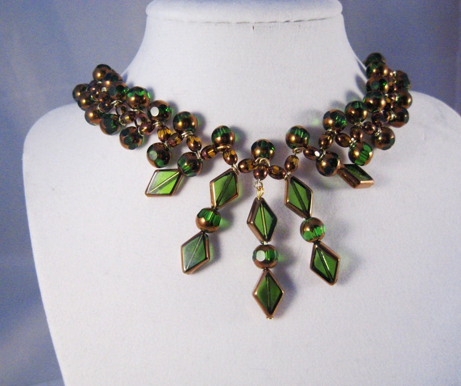 Green and Copper Glass New Attitude Necklace