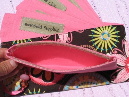 SIX Solid Fabric Envelopes (pink or brown)  with Velcro and Designer Carrier