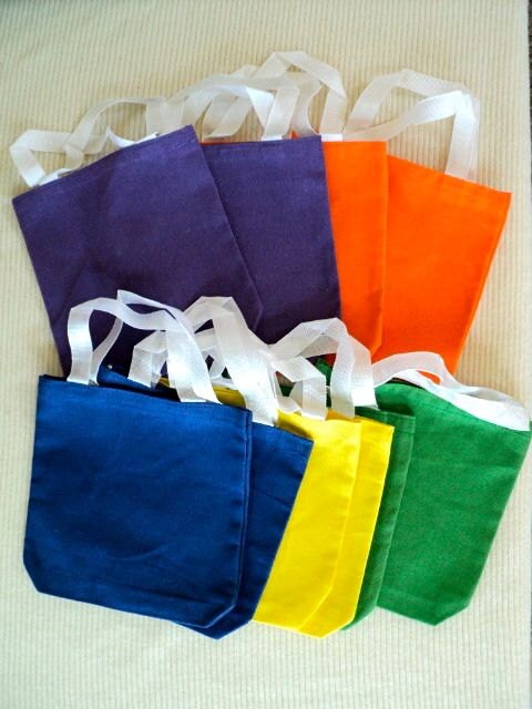 Bright Mini Canvas Tote Bags Set of 10 by DocksideDesignsEtc
