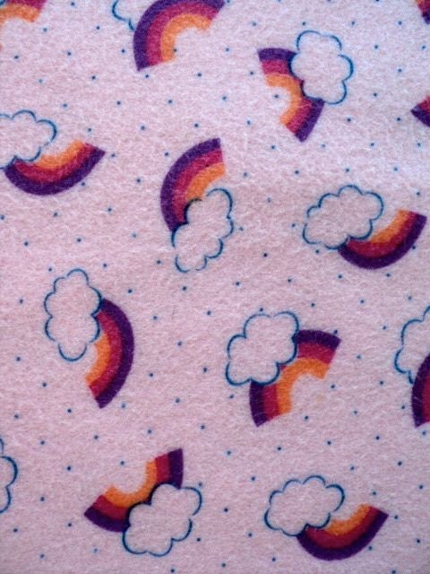 Pink Rainbow Fleece Fabric - Large Remnant - 50 inches long x 26 inches wide