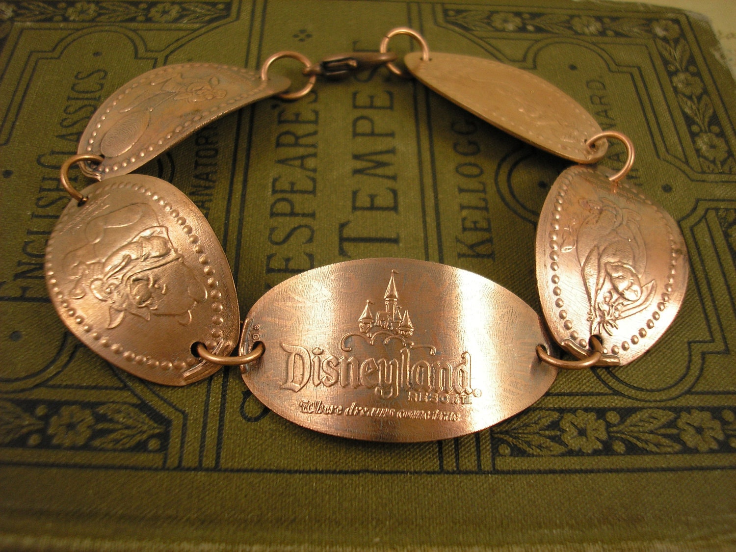 Disney Winnie the Pooh Characters - Smashed Penny Bracelet . Upcycled Statement Bracelet - Limited Edition