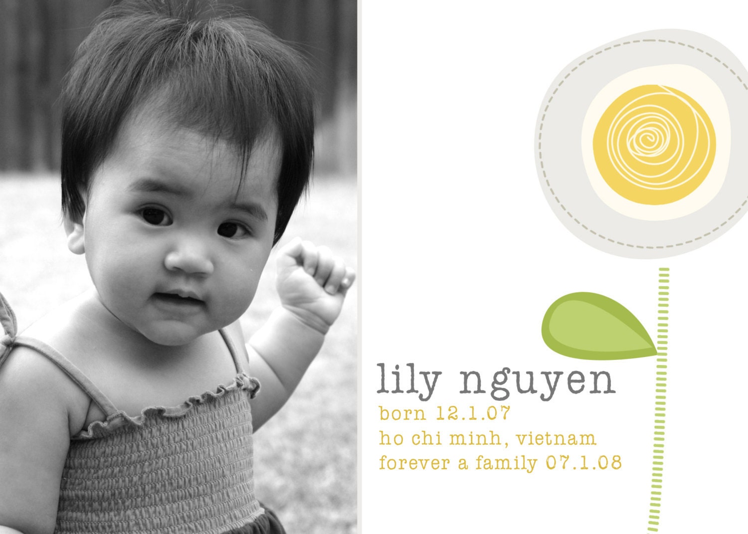 Simple Flower Adoption Announcement