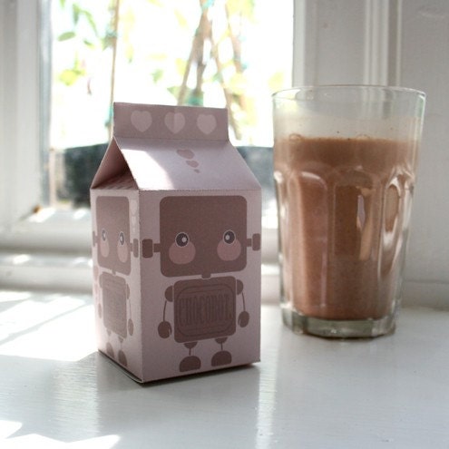 Gift Box, Chocobot Chocolate Milk Carton Printable Favour Box (703)