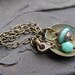 Handmade Turquoise Glass Beads, Brass Saucer and Fancy Brass Necklace