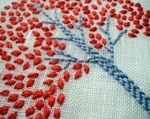 Orange Tree Hoop Art - Hand Embroidered Wall Wear in 6 inch wood hoop.