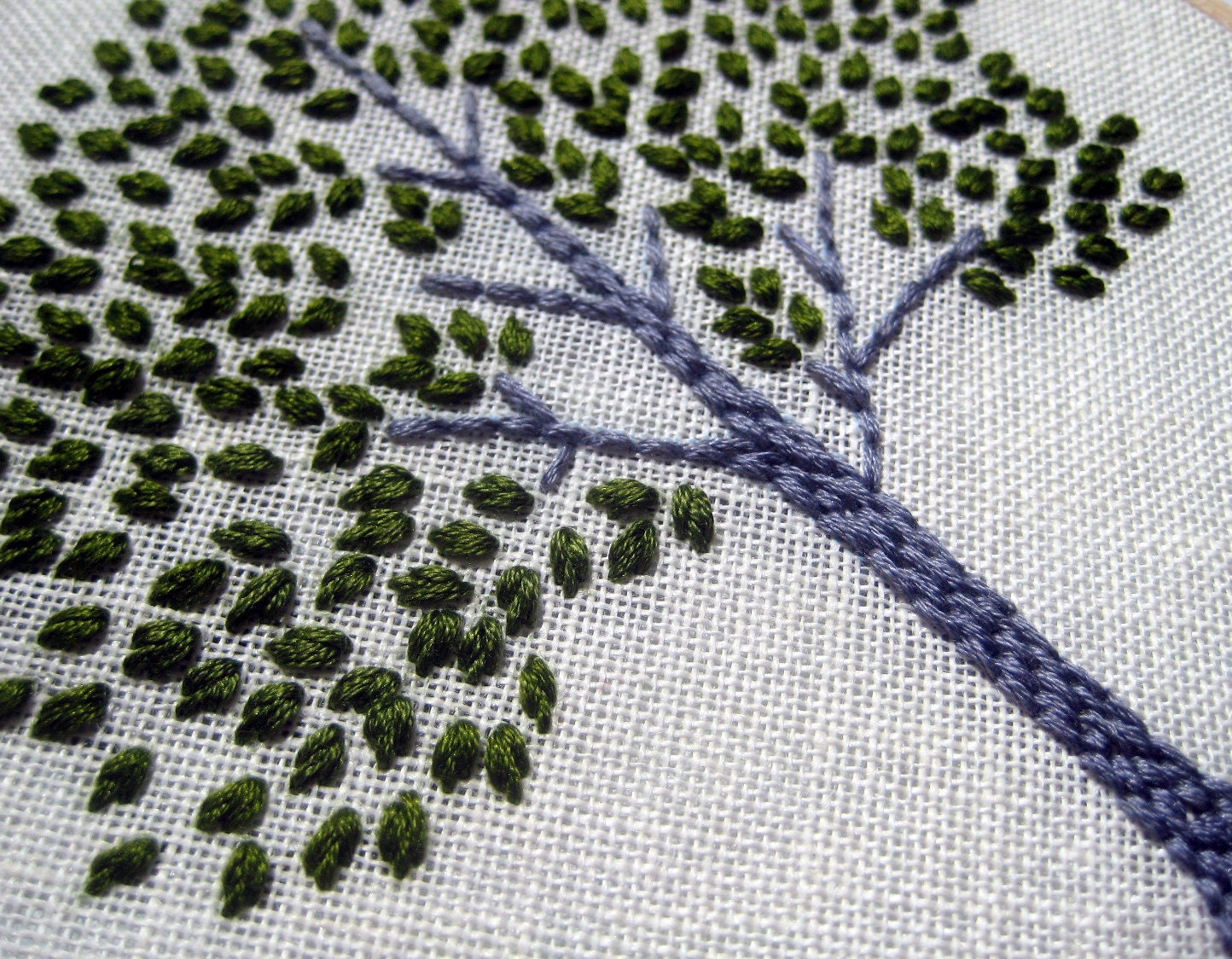 Tree Hoop Art - Hand Embroidered Wall Wear in 6 inch wood hoop.  Magenta