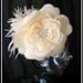 Ellia -Vintage ivory/creme or white silk rose hair flower with ostrich feathers