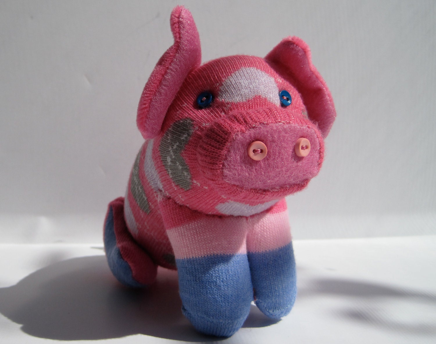 PIGGI LONGSTOCKINGS adorable sock toy piglet with striped stockings and argyle hearts