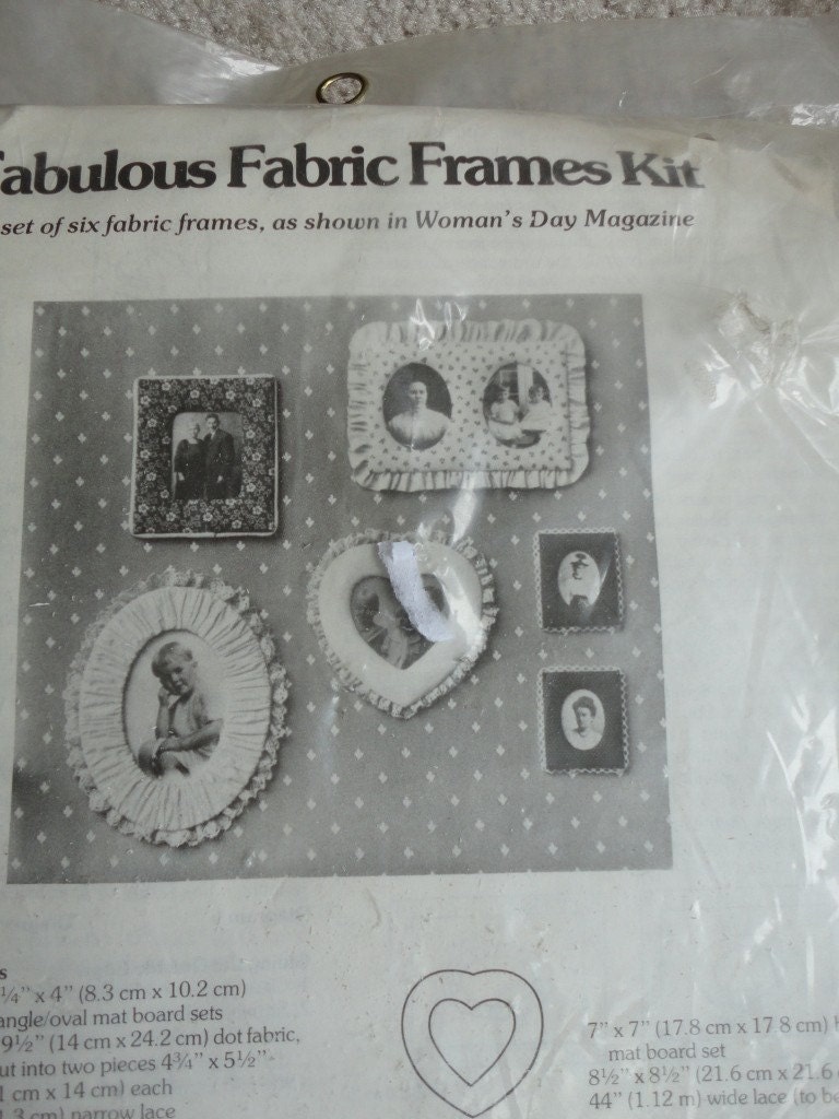 Vintage Fabric Picture Frame Craft Kit Unopened