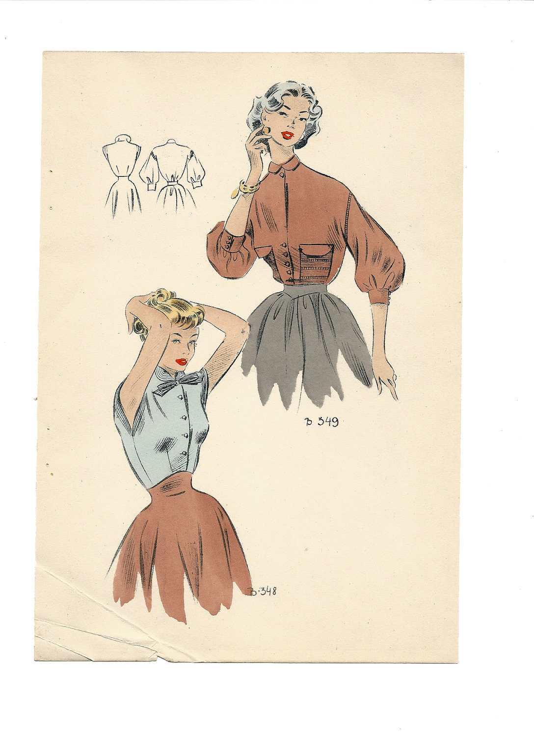 1954 Womens Fashion Magazine Illustration