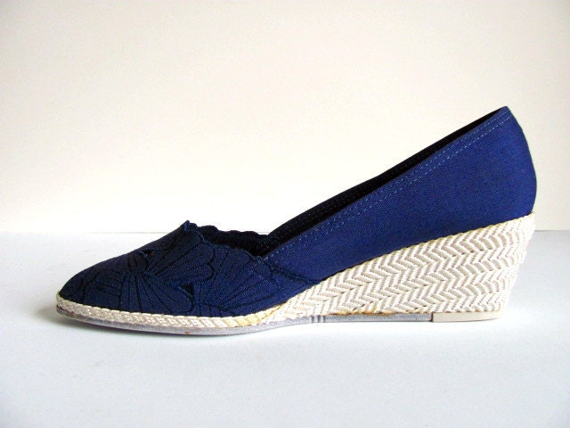 navy blue leather espadrilles