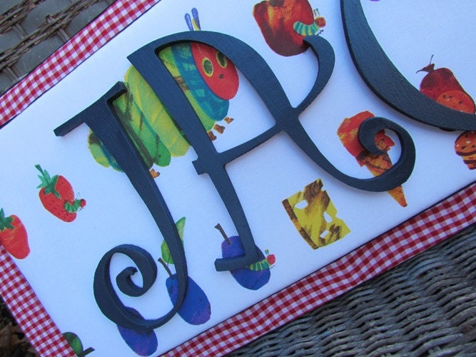 Nursery Letters, Name Plaque 2-6 Letters, Name Art, Wall Letters, The Very Hungry Caterpillar, Monogram, Painted Letters, Wood Letters,