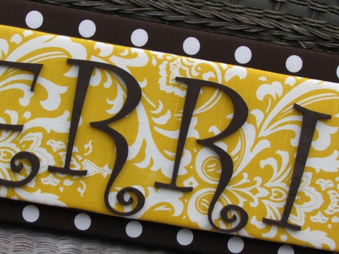 Brown and Yellow Nursery Letters,Nursery Letters,Name Art, Wall Letters,Nursery Letters, Monogram, Painted Letters, Wood Letters,