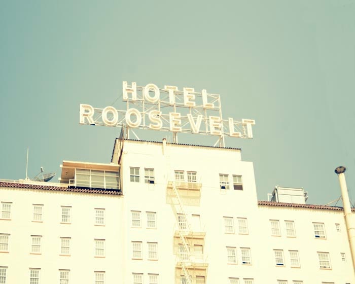 30% OFF, Los Angeles Photograph- Roosevelt Hotel- Hollywood , Retro, Travel, Summer, Mint, Pastel,  Architecture Photograph, , 8x10