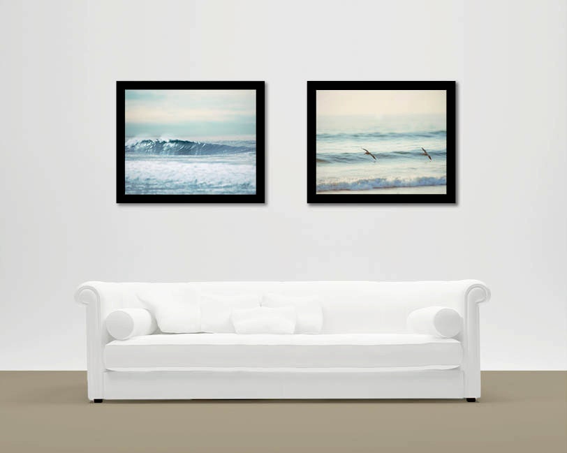 Ocean Print Set, Landscape-Coastal Decor,  Ocean Wall Decor, Nautical Home Decor, Two 16x20 Photos-Beach Photography  Blue Ocean Waves