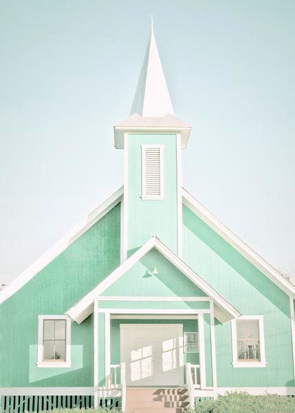 Mint Wall Decor-Church Photograph, Aquamarine, Seafoam, White, Spring, Fresh, Pastel Art, Architecture photography, 5x7