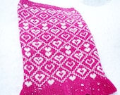 Pink Knitted Heart Trellis Design Fairisle Neck Warmer