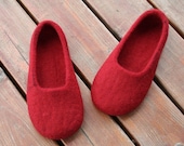 Handmade felted slippers for women Cherries, felted wool shoes