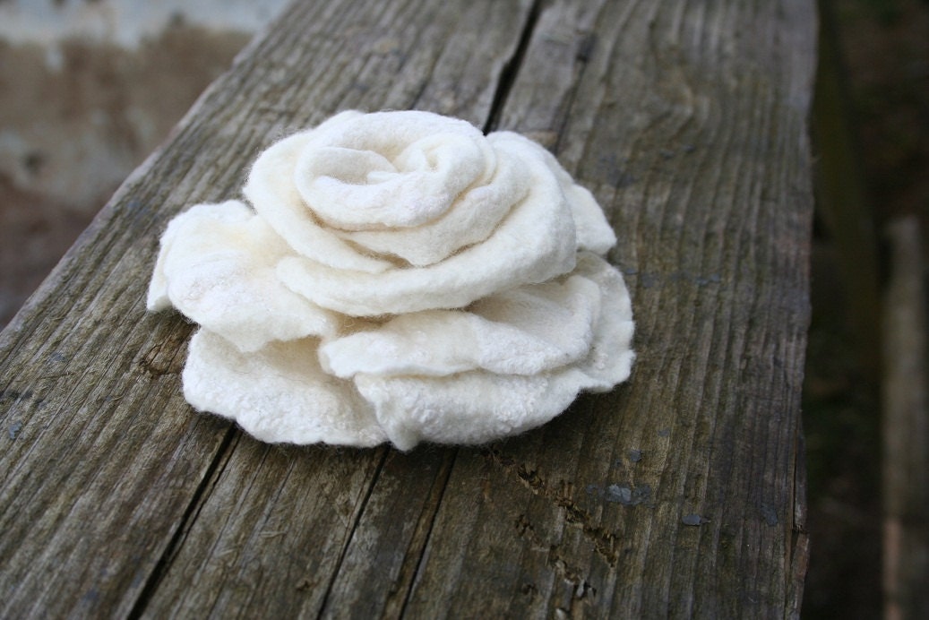 Rose brooch nuno felted pin  - gift under 25 gift idea - handmade - bridesmaid gift