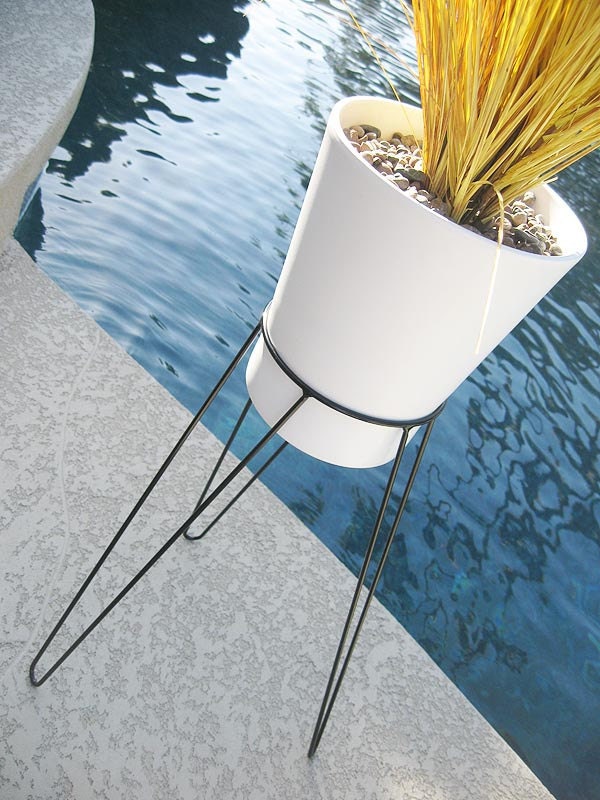 Modern Mid Century Case Study Eames Era Pottery Hairpin Tripod Base Planter Architectural